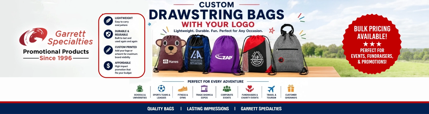 Custom drawstring bags with logo including lightweight promotional nylon packs bulk cinch sacks durable gym bags and reflective safety designs