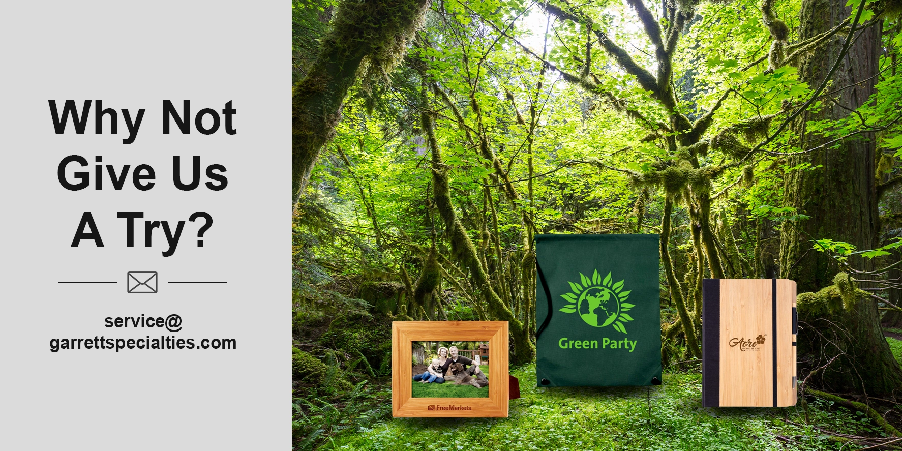 Custom earth conserving promotional products and personalized conservation giveaways with business, school and organization logos for Earth Day, environmental awareness, green initiatives and community programs