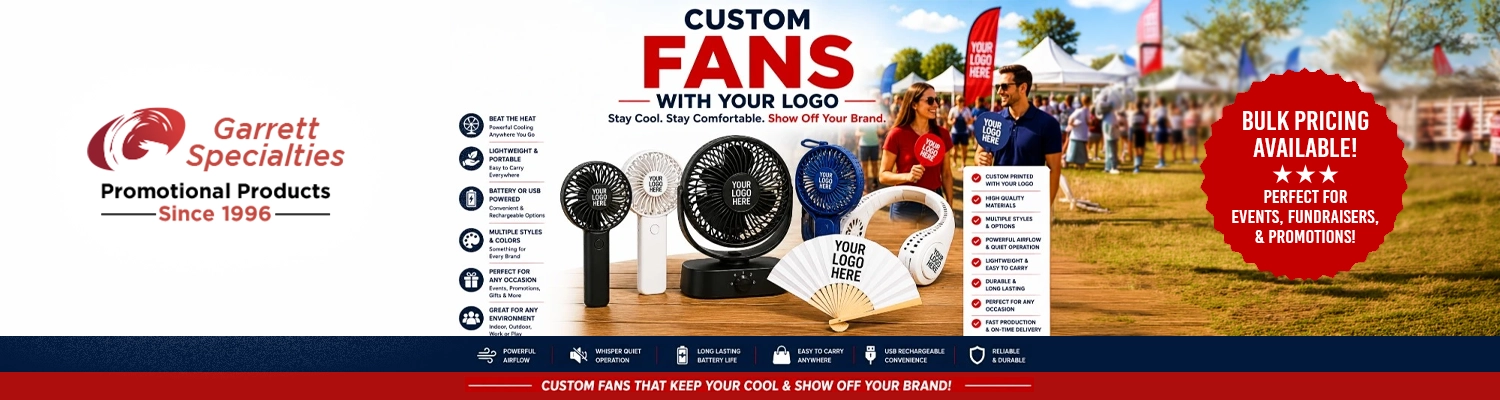 Custom fans and personalized promotional hand fans printed with logo