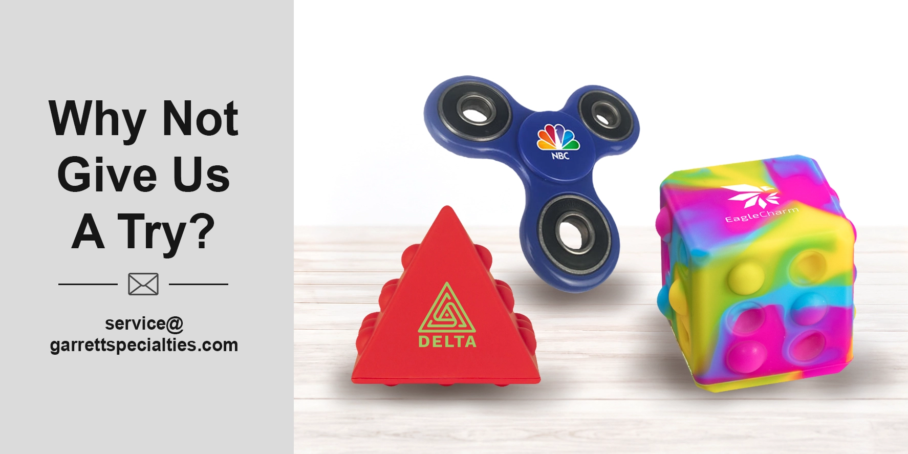 Promotional fidget spinners, pop toys and interactive giveaways