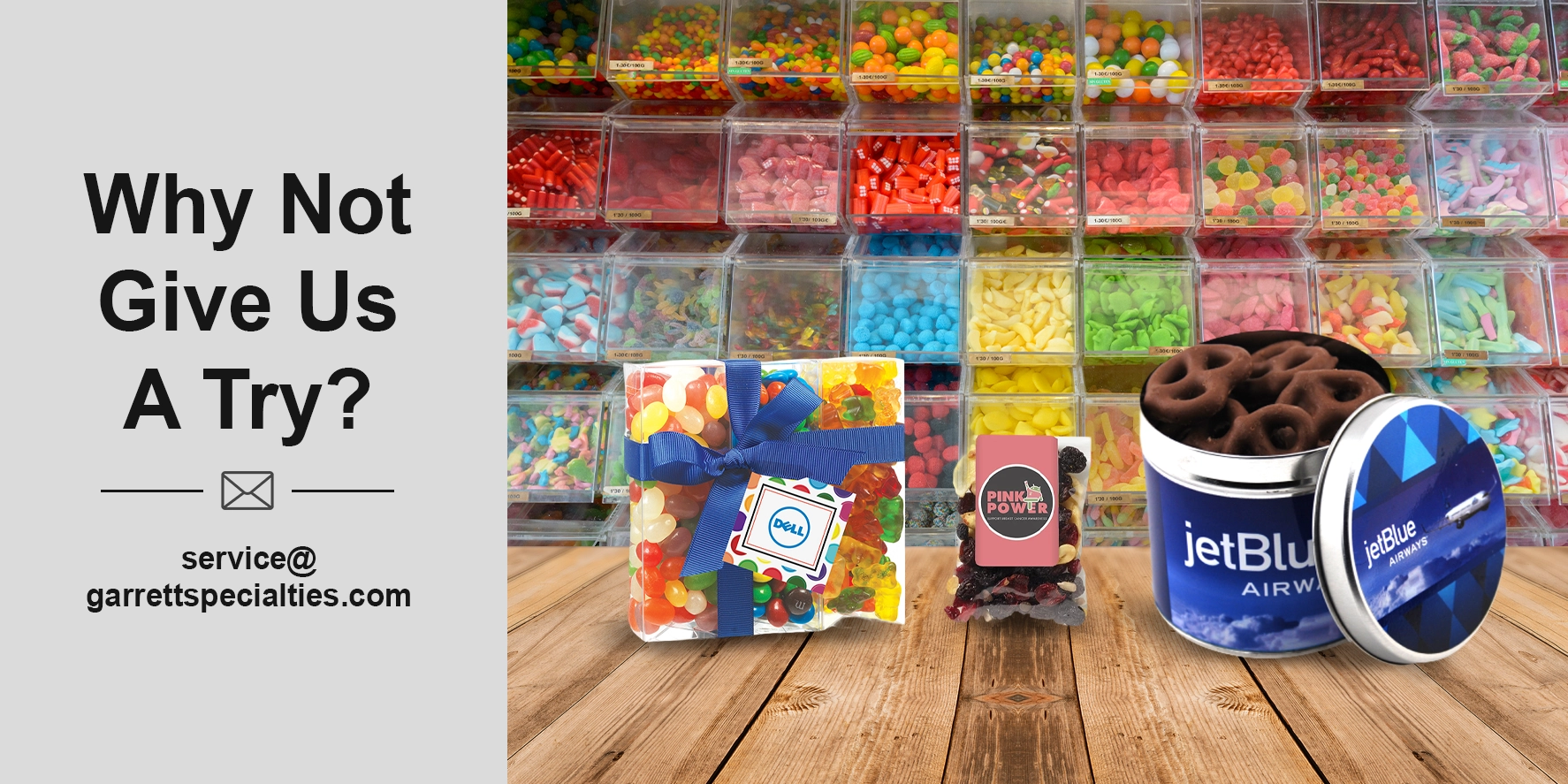 Food Giveaways Like Cookies, Pretzels, Popcorn & Candy Custom food giveaways and promotional snacks are are the perfect way to make a grand impression at your next event just add your logo to snacks, candy or chocolate items.