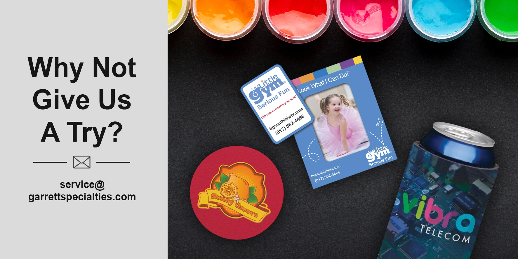 Vibrant custom 4-color process logo printed on promotional items for a lifelike marketing image.