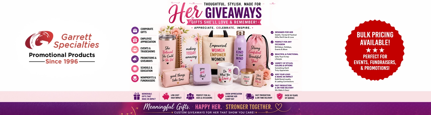 Custom giveaways for her and promotional gifts for women