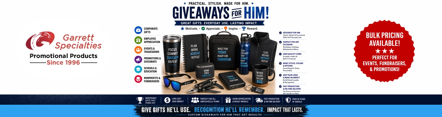 Custom giveaways for him and promotional gifts for men