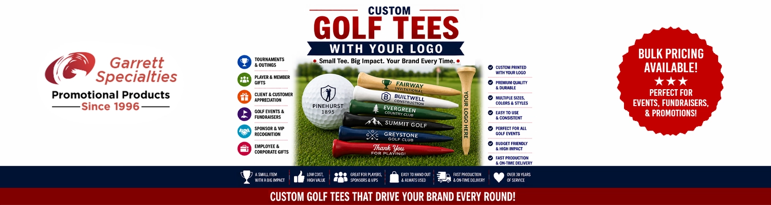 Custom promotional golf tees printed with company logo