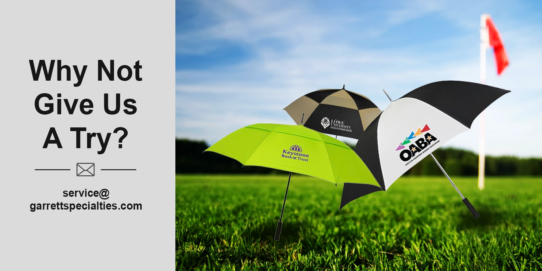 Custom golf umbrellas for tournaments, corporate outings and golf events