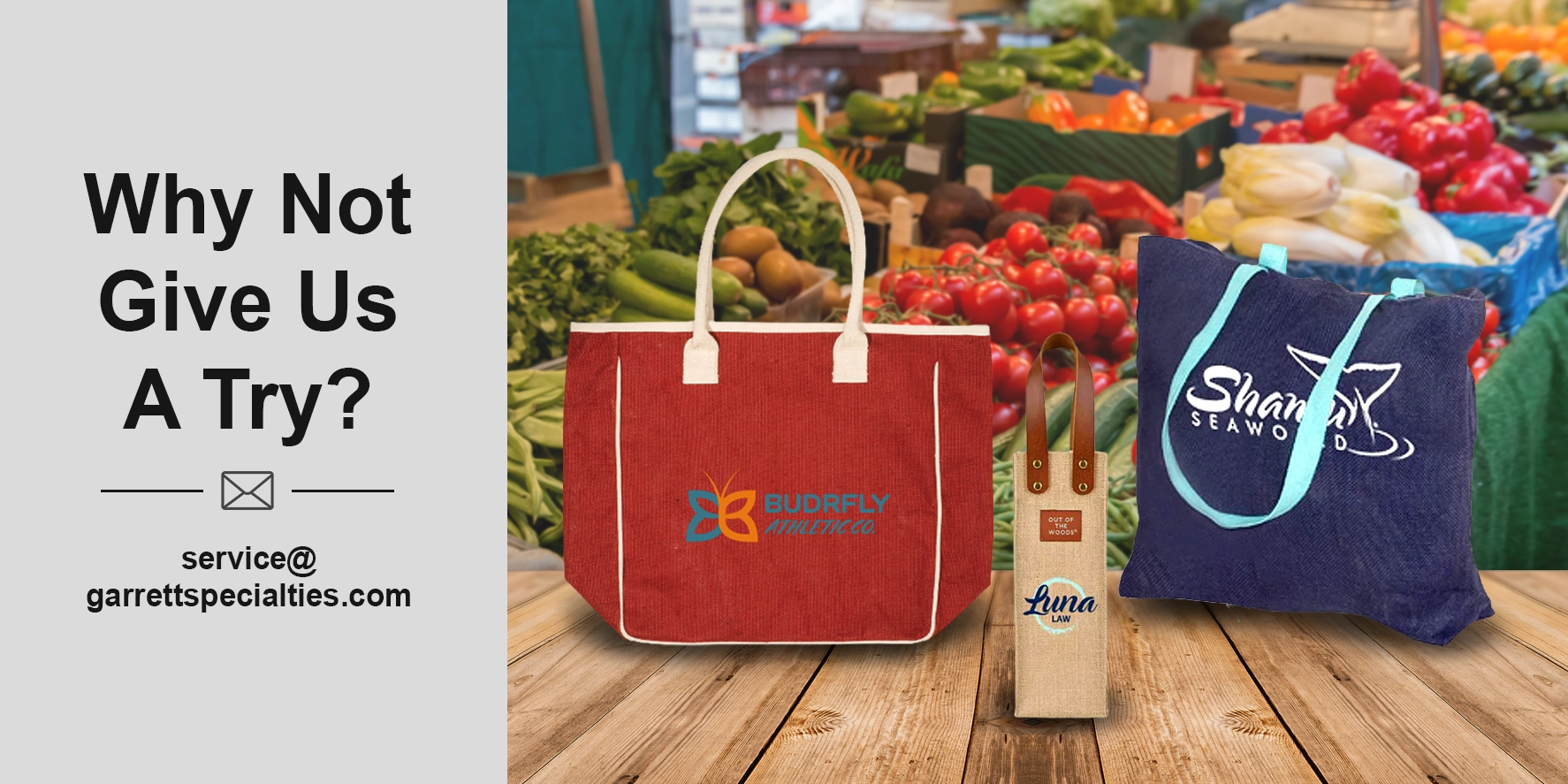 Custom Jute Tote Bags | Personalized Jute Shopping Bags Custom jute tote bags and personalized jute shopping bags with company and store logos for retailers, farmers markets, corporate gifts, weddings and promotional events