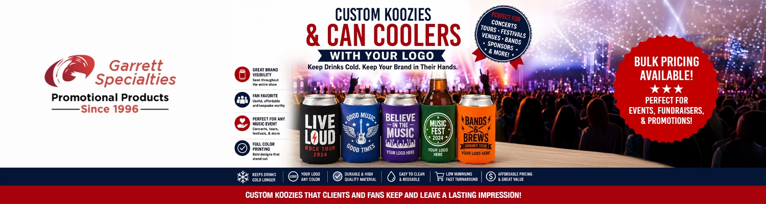 Custom collapsible foam koozies and canj coolers printed with your corporate logo
