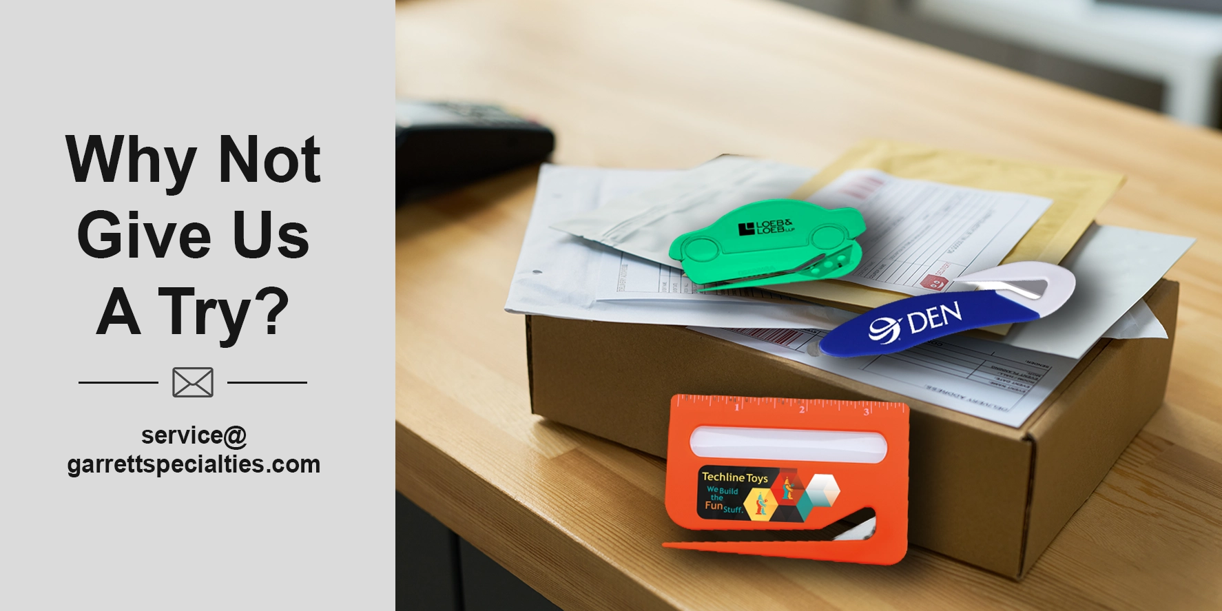 Custom Logo Letter Openers Letter openers and letter slitters allows your customers to open envelopes with a cut that avoids damage to internal contents.
