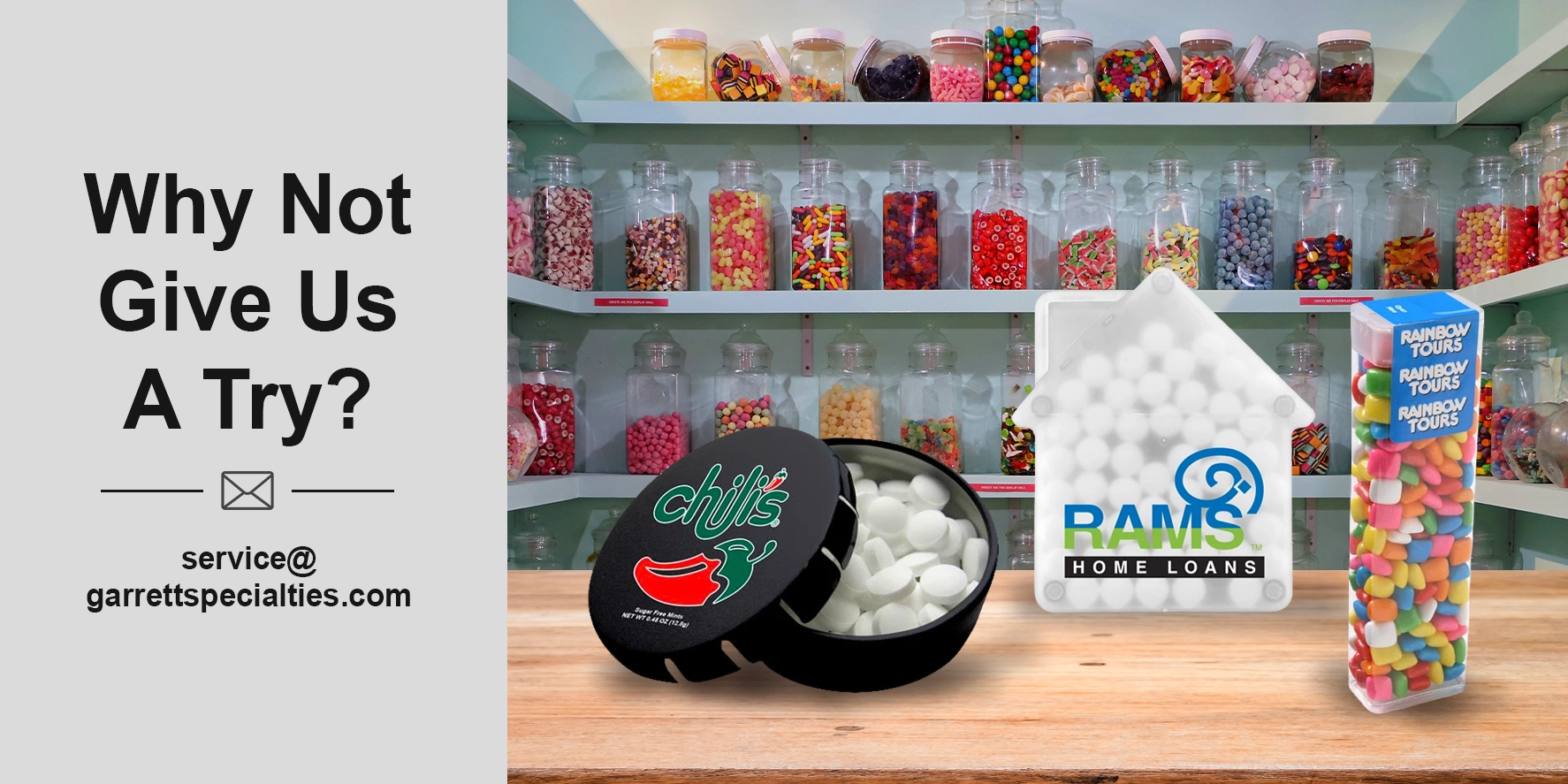 Custom mints and promotional gum for trade shows, restaurants, hotels and corporate events
