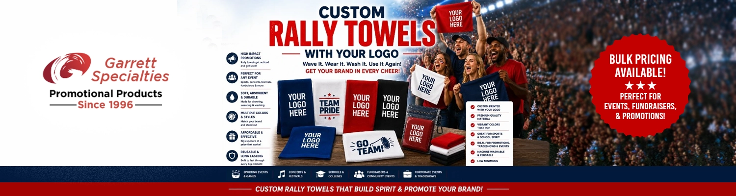 Custom rally towels and personalized sports spirit towels printed with logo