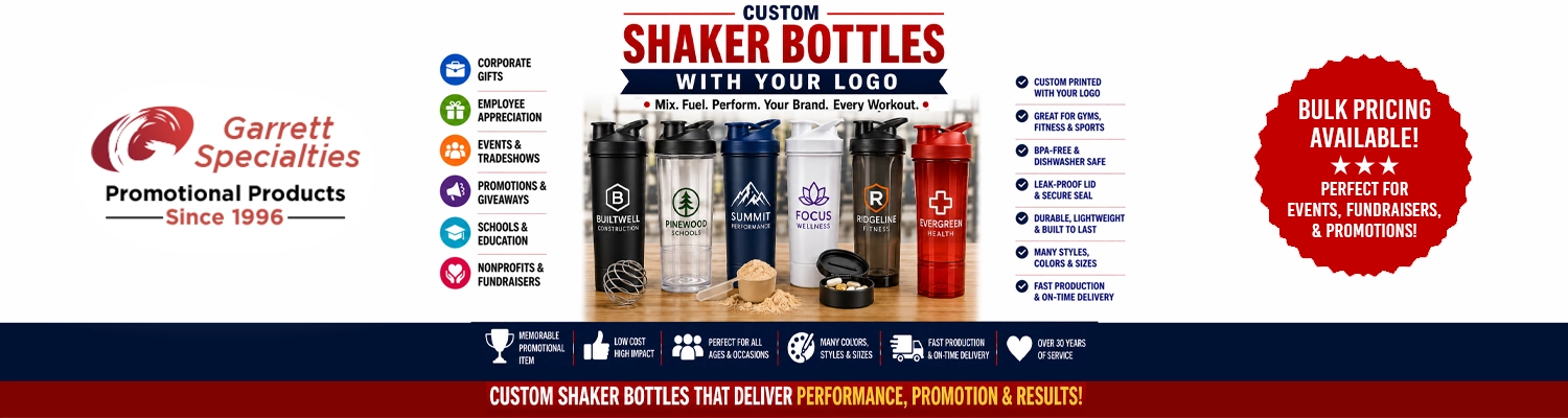 Custom protein shaker bottles with stainless steel wire whisk ball printed with corporate logo