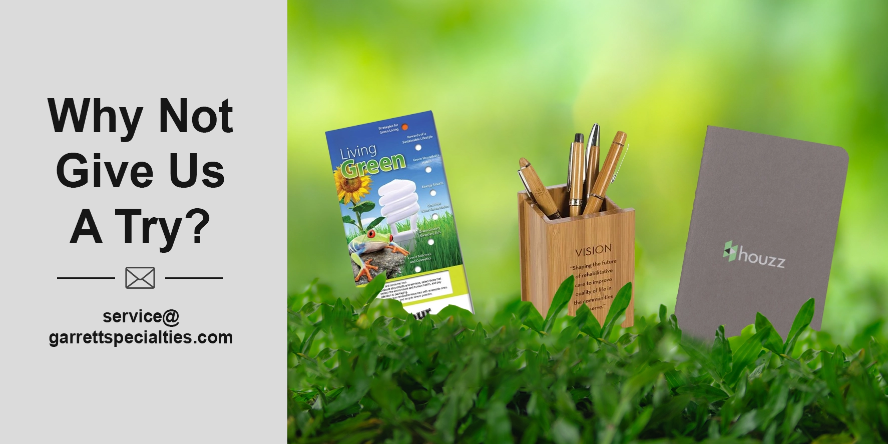 Green Promotional Giveaways | Personalized Conservation Products Green promotional giveaways and personalized conservation products with business, school and organization logos for Earth Day, trade shows, environmental programs, recycling initiatives and community events