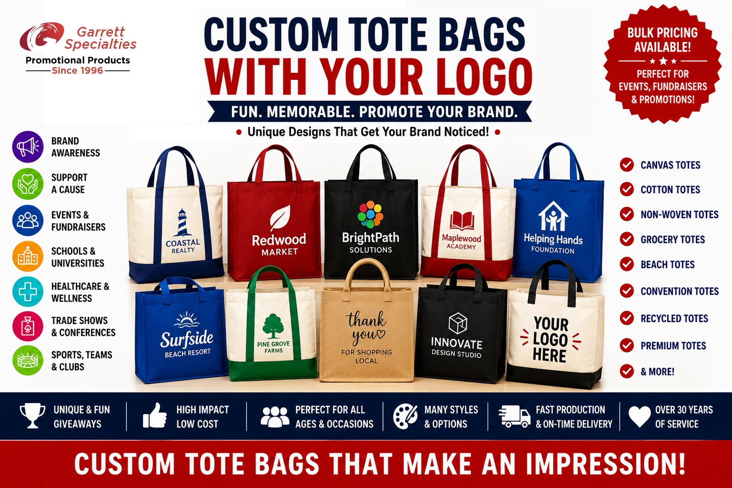 Custom Tote Bags with Your Logo custom tote bags with logo for promotional events