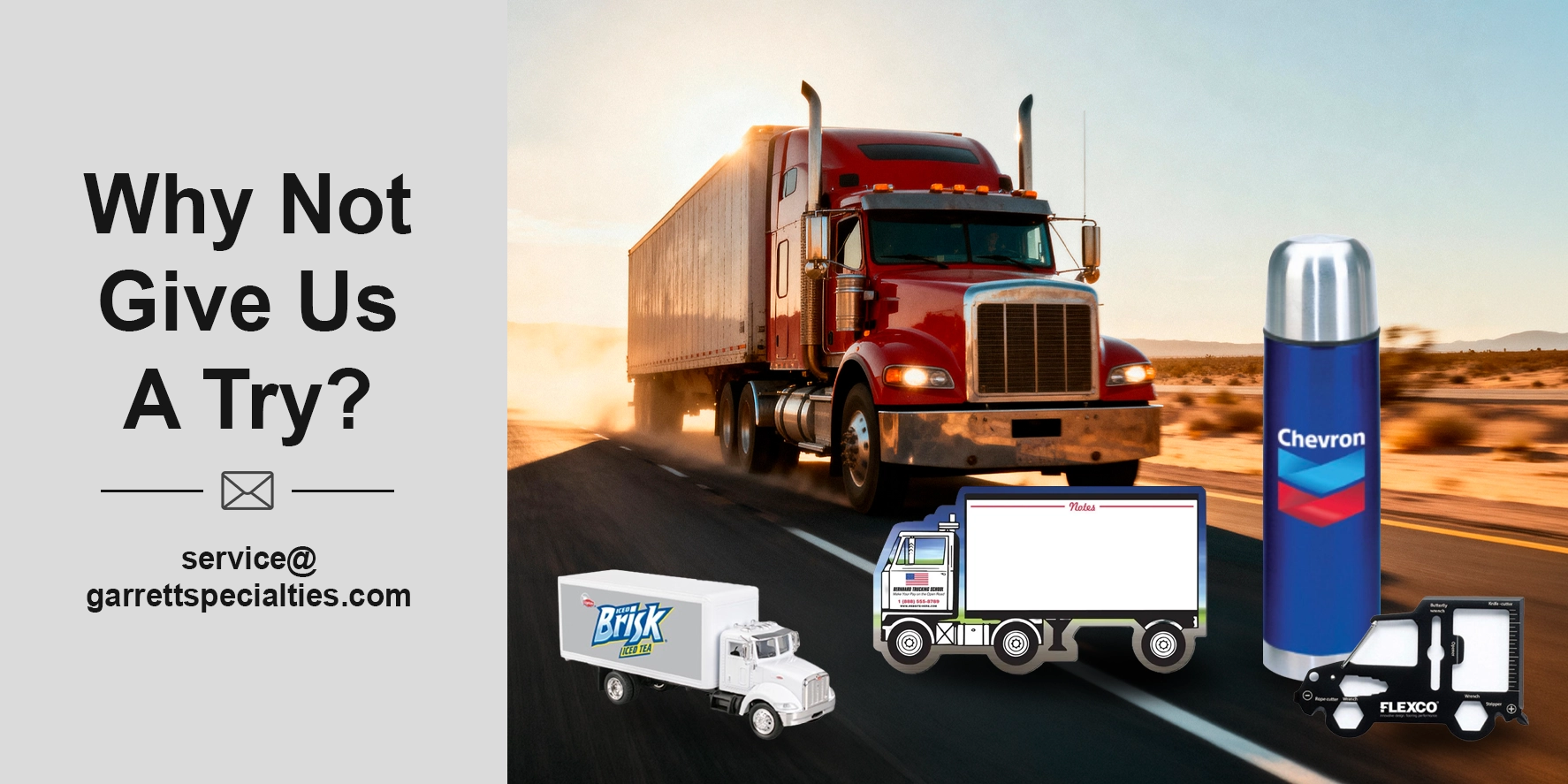 Custom truck theme giveaways for drivers and transportation companies