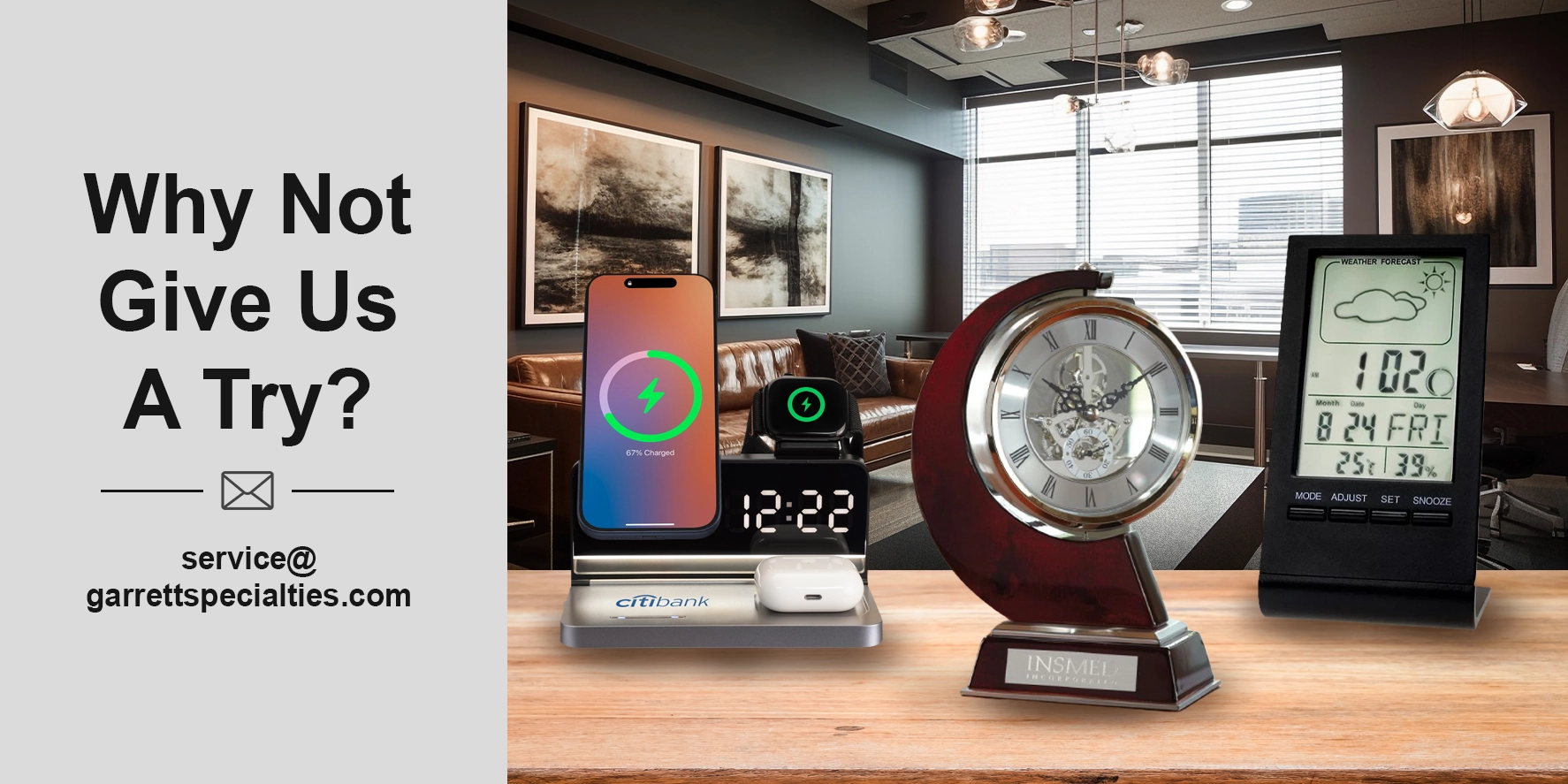 Custom unique clocks and personalized decorative clocks for employee recognition, corporate awards, client gifts, customer appreciation, anniversaries and business programs