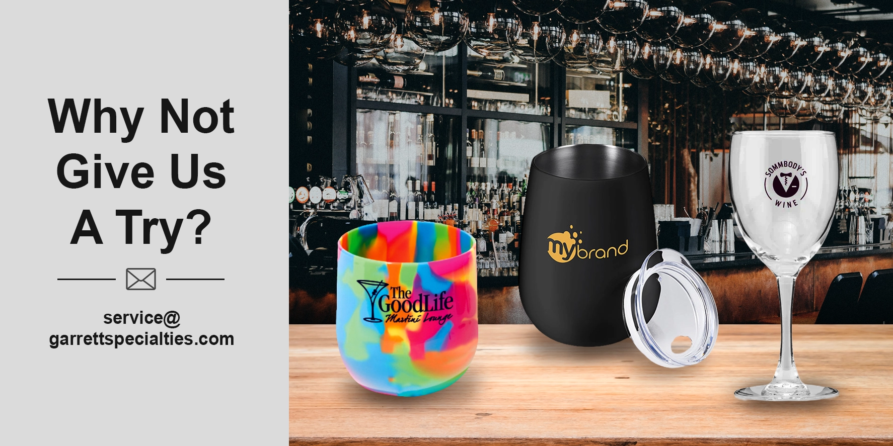 Custom wine glasses including personalized stemless and traditional wine glasses for wineries, weddings, anniversaries, corporate events, client gifts and promotional giveaways