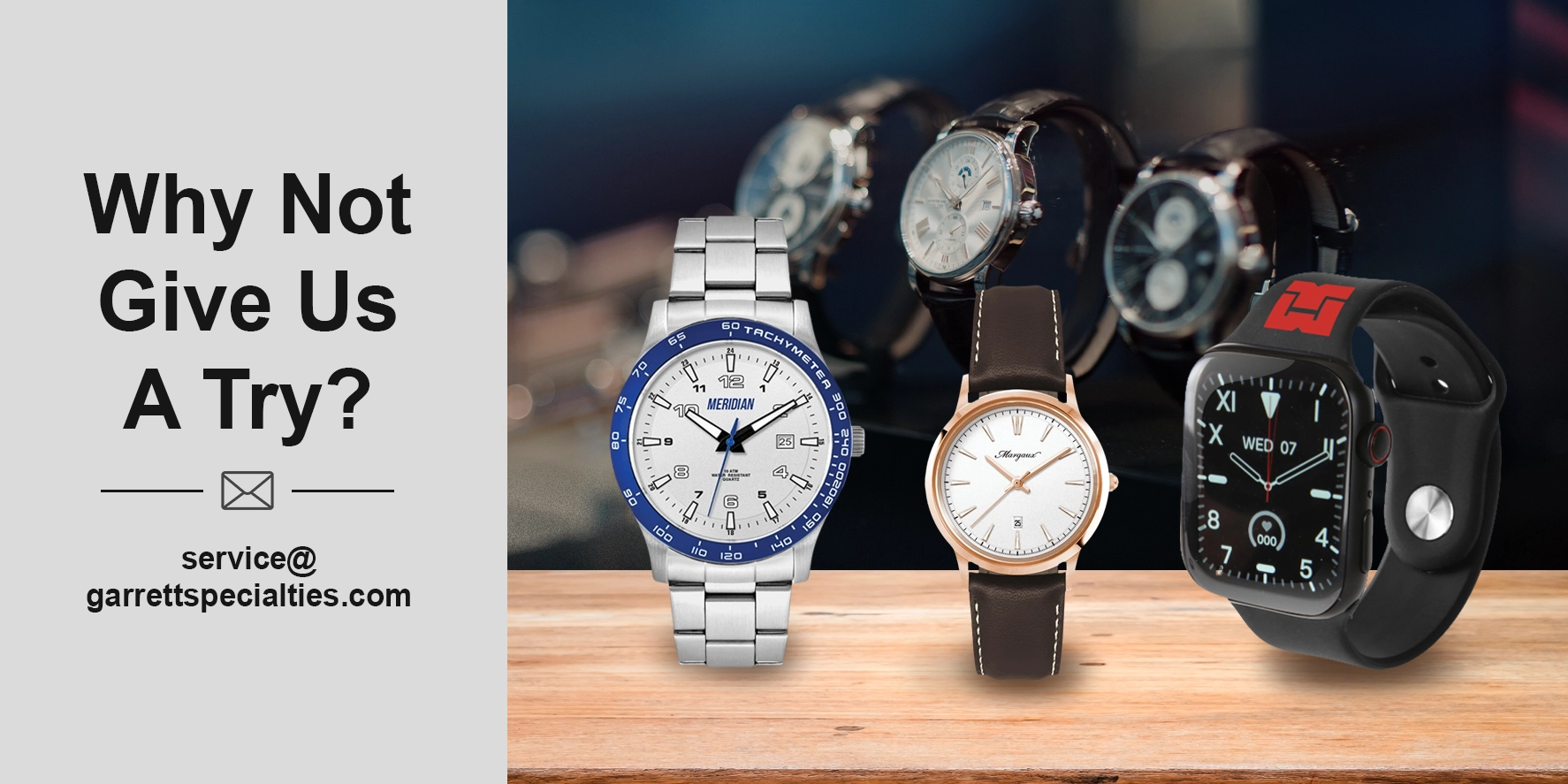 Custom wrist watches and personalized corporate logo watches for employee recognition, years of service awards, company milestones, client gifts and customer appreciation