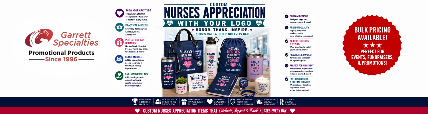 Custom nurse appreciation gifts and healthcare promotional items printed with logo