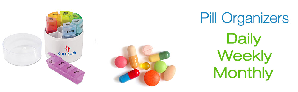 Custom Imprinted Pill Storage Containers Pill Organizers, Daily, Weekly, Monthly Pill Containers
