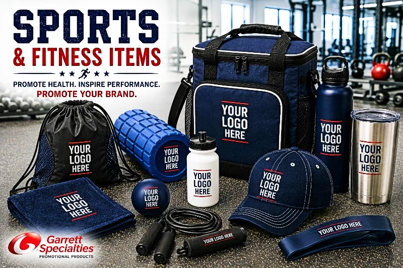 Custom Sports & Fitness Promotional Products Custom sports and fitness promotional products with logo including coolers, water bottles, fitness gear, and workout accessories