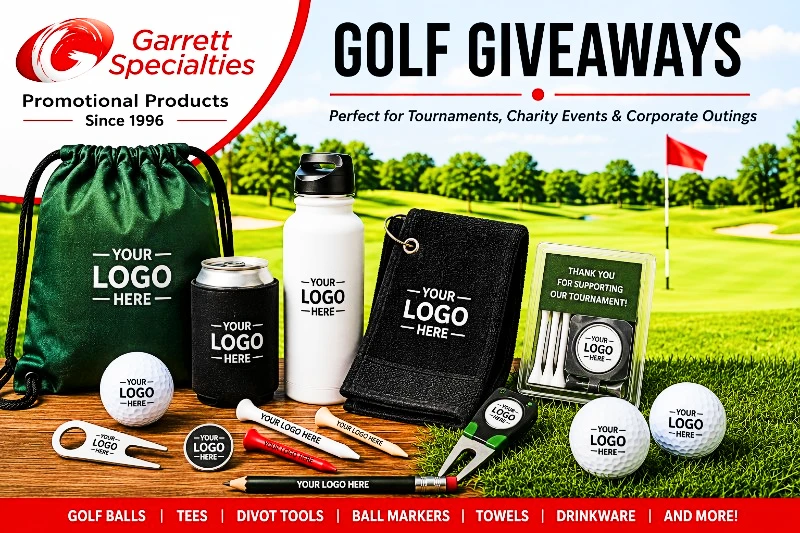 Custom Golf Giveaways with Your Logo Custom golf giveaways with logo including golf balls, tees, towels, drinkware, divot tools, and tournament promotional items