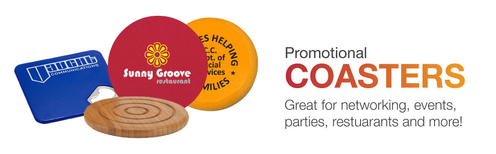Custom Coasters Promotional Coasters protect furniture and promote your brand