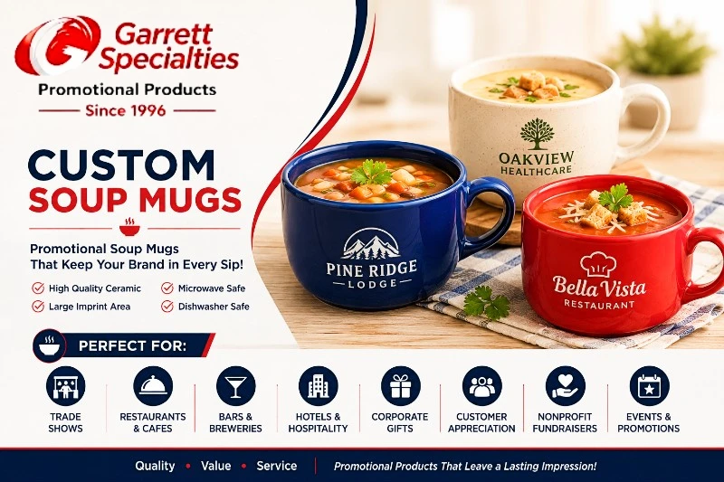 Custom Promotional Soup Mugs with Your Logo Custom Promotional Soup Mugs with Your Logo featuring personalized ceramic soup mugs for restaurants, cafes, hospitals, healthcare facilities, hotels, corporate gifts, trade shows, customer appreciation programs, nonprofit fundraisers, and promotional events.
