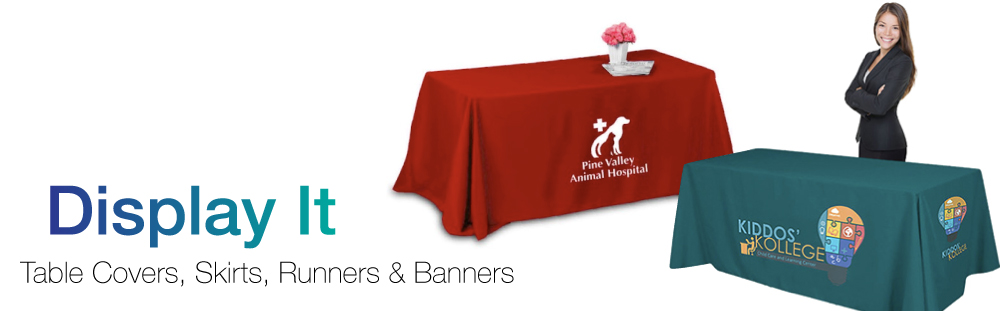 Custom Trade Show Table Covers, Skirts & Runners & Banners Trade Show Table Covers, Skirts & Runners & Banners