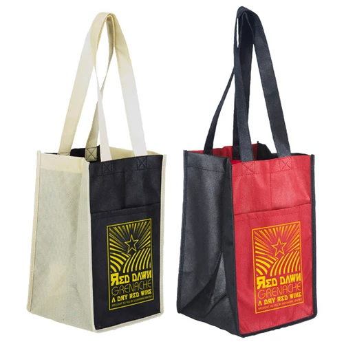 Promotional Sun Shower 4 Bottle Printed  Wine Bag