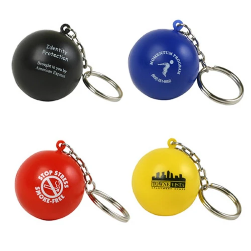 Promotional Round Ball Stress Reliever Key Chain