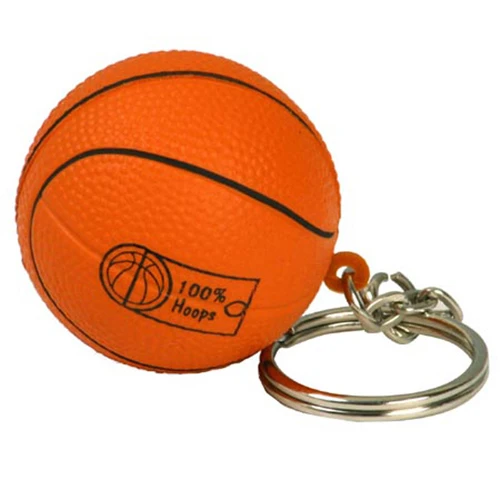 Promotional Basketball Key Chain Imprinted Stress Ball