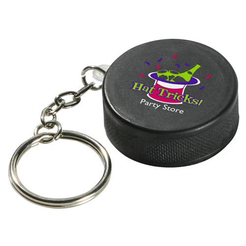 Hockey Puck Stress Reliever Key Chain