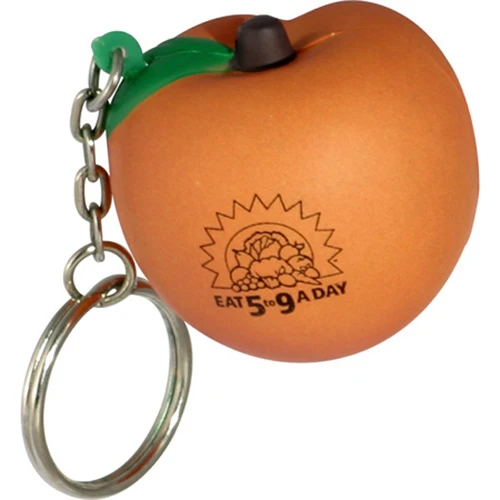 Promotional Peach Key Chain Stress Ball