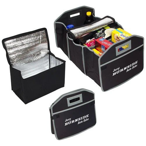 Promotional Cargo Organizer With Cooler Bag Black