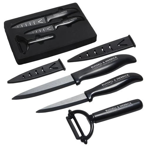 Promotional Top Choice Ceramic Knife & Peeler Set Black