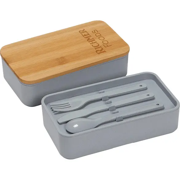 Double Decker Lunch Box with Bamboo Lid & Utensils - iREAD: Reading Programs