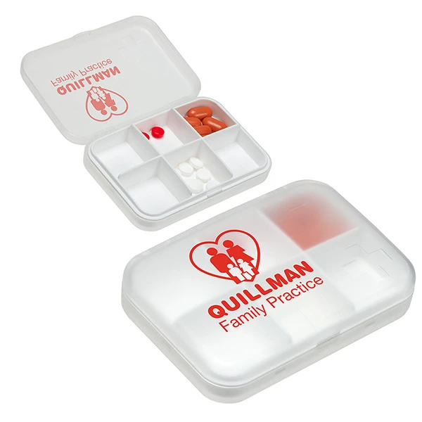 Promotional Easy Carry 6 Compartment Pillbox 