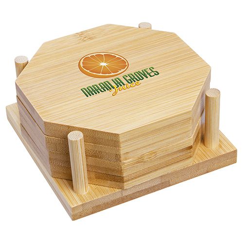 Promotional Bamboo 4-Piece Coaster Set