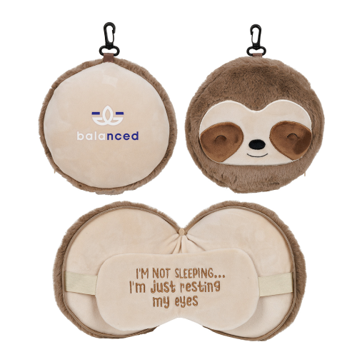 Promotional Comfort Pals™ Sloth 2-in-1 Pillow Sleep Mask