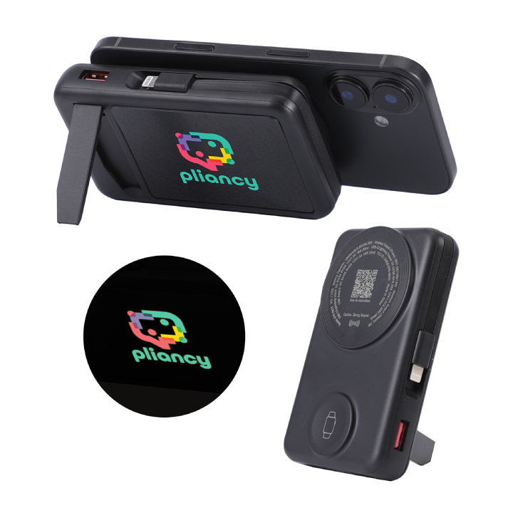 Imperial 10000mAh Light-Up Power Bank with Magnetic Wireless Charger, Watch Charger, Stand & Cable