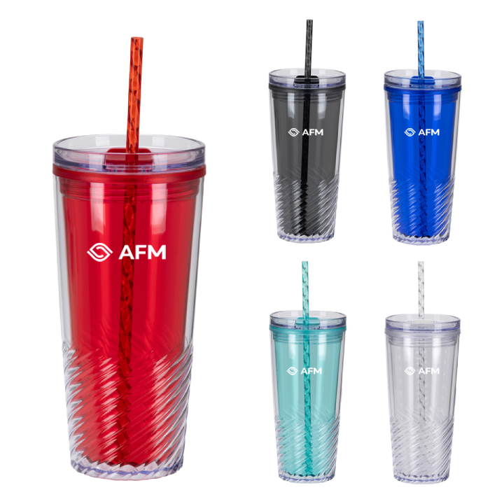Promotional Clio 20 oz 2-in-1 Recycled Acrylic Straw Tumbler