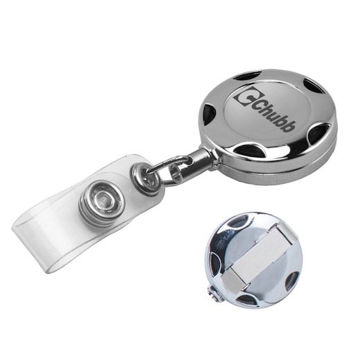 Promotional Laser Engraved Chrome Badge Reel