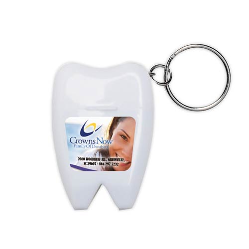 Promotional Tooth Shaped Dental Floss Dispenser with Keyring