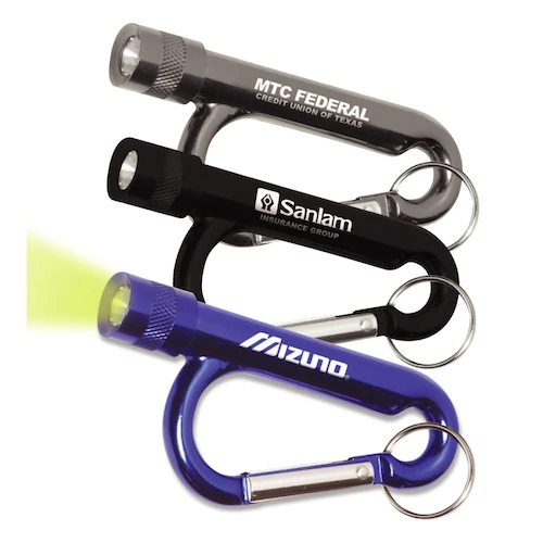 Promotional Metal Carabiner Flashlight with Split Ring