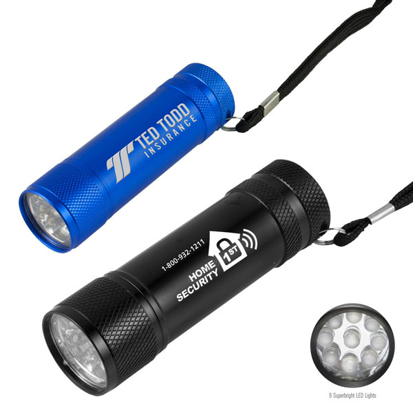 Torpedo Aluminum 9 LED Flashlight Pocket Flashlights 2.04 Ea