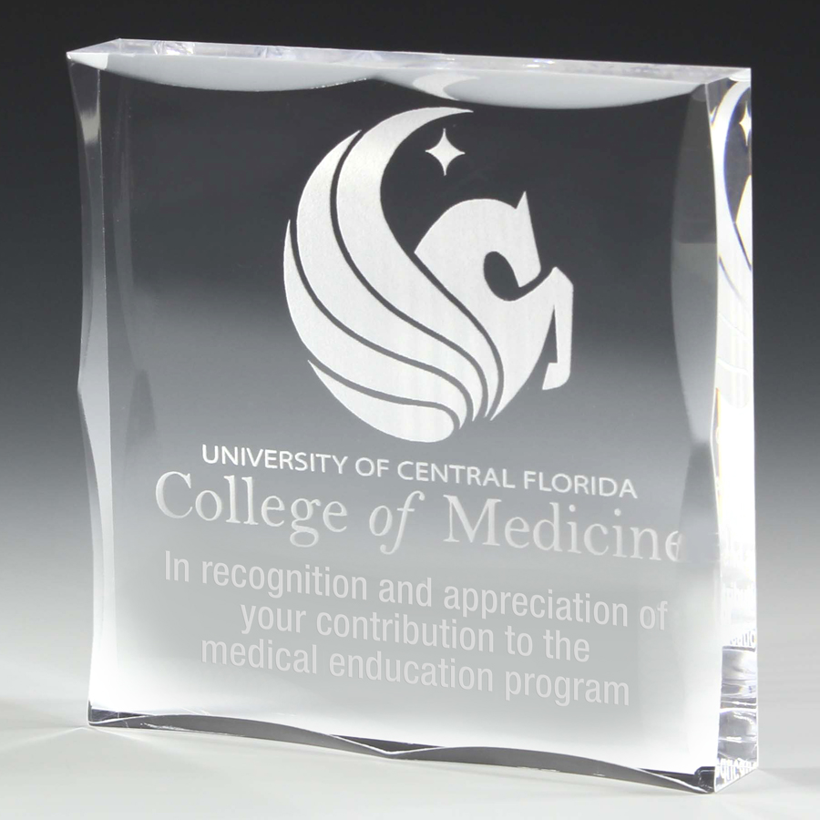 Scalloped Acrylic Paperweight Award 4" x 4" x 3/4" (Laser Engr