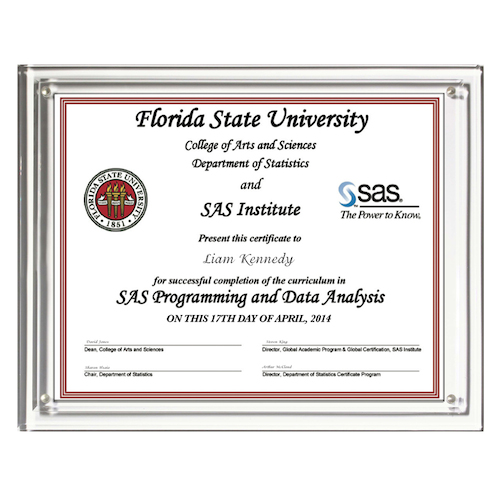 Certificate Holder Clear on Clear 8 1/2" x 11" Frames 22.95 Ea