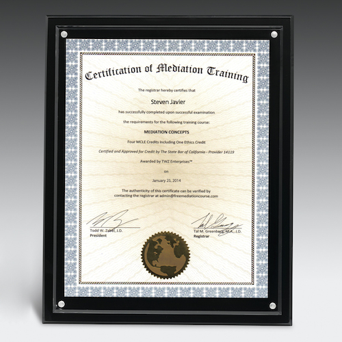 Certificate Holder Clear on Black 8" x 10" Frames 27.35 Ea