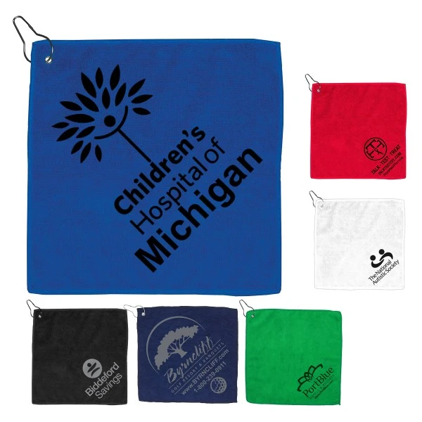 Promotional Microfiber Golf Towel with Metal Grommet and Clip